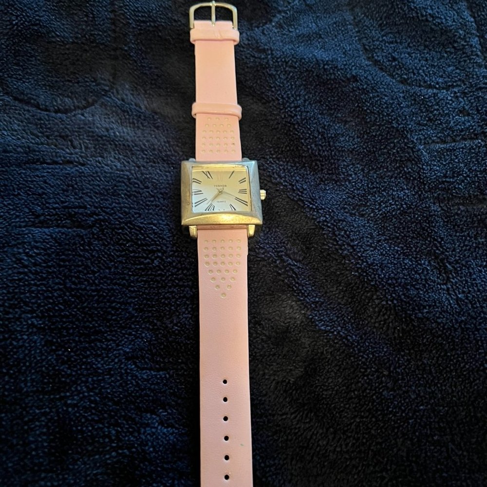 Bijoux Terner Pink Watch w/Square Face and Roman Numerals
